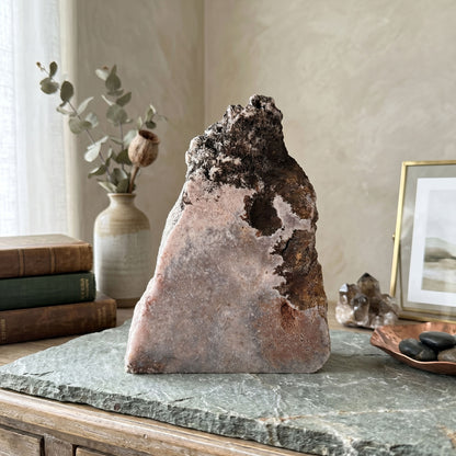 Pink Amethyst Druzy Freeform 9" Natural Crystal Specimen