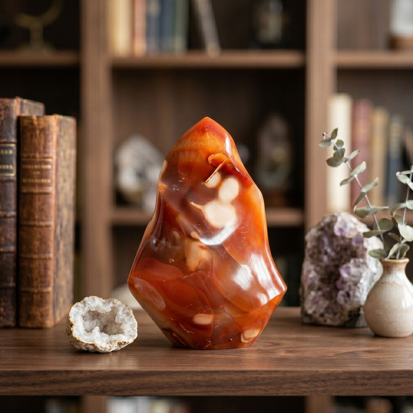 Madagascar Carnelian Freeform Flame Crystal 4" Tall