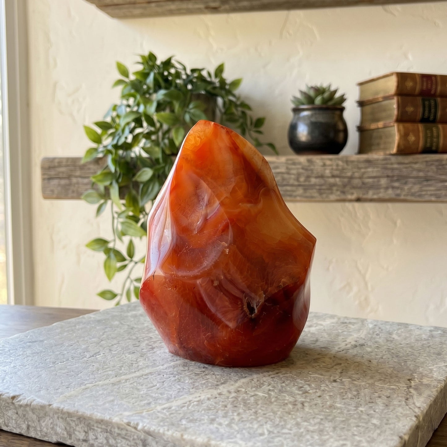Madagascar Carnelian Freeform Flame Crystal 3.75" Tall