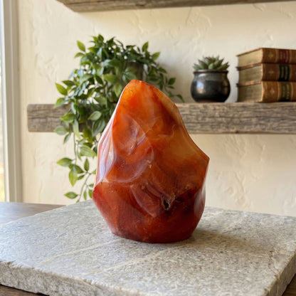Madagascar Carnelian Freeform Flame Crystal 3.75" Tall