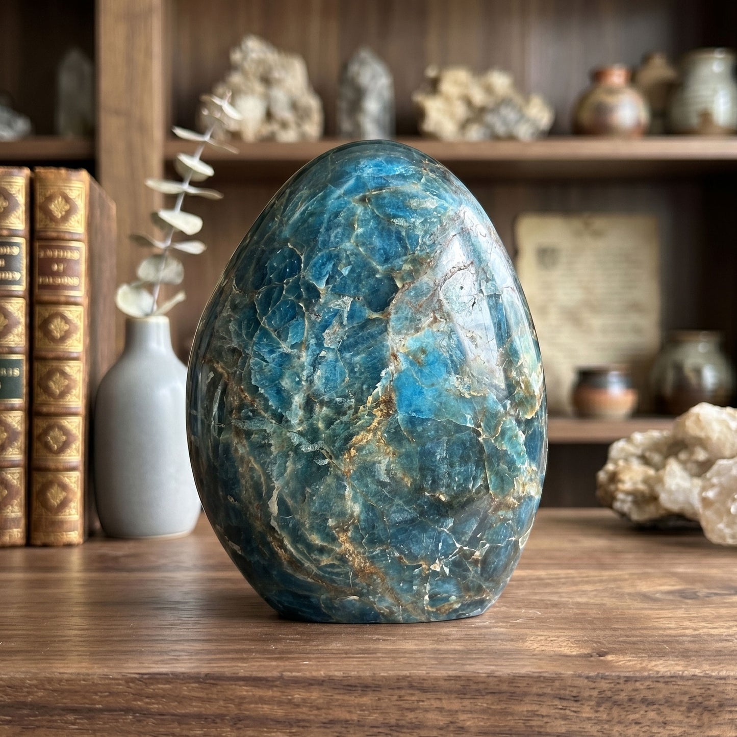 Madagascar Blue Apatite Freeform Crystal Specimen 4.75" Tall