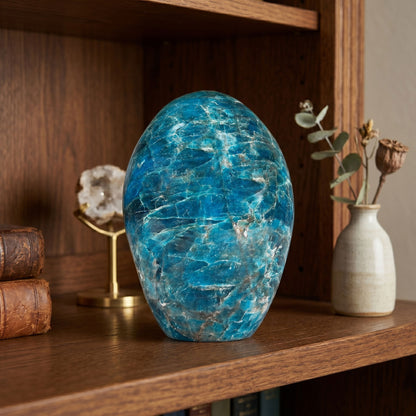 Madagascar Blue Apatite Freeform Crystal Specimen 4" Tall