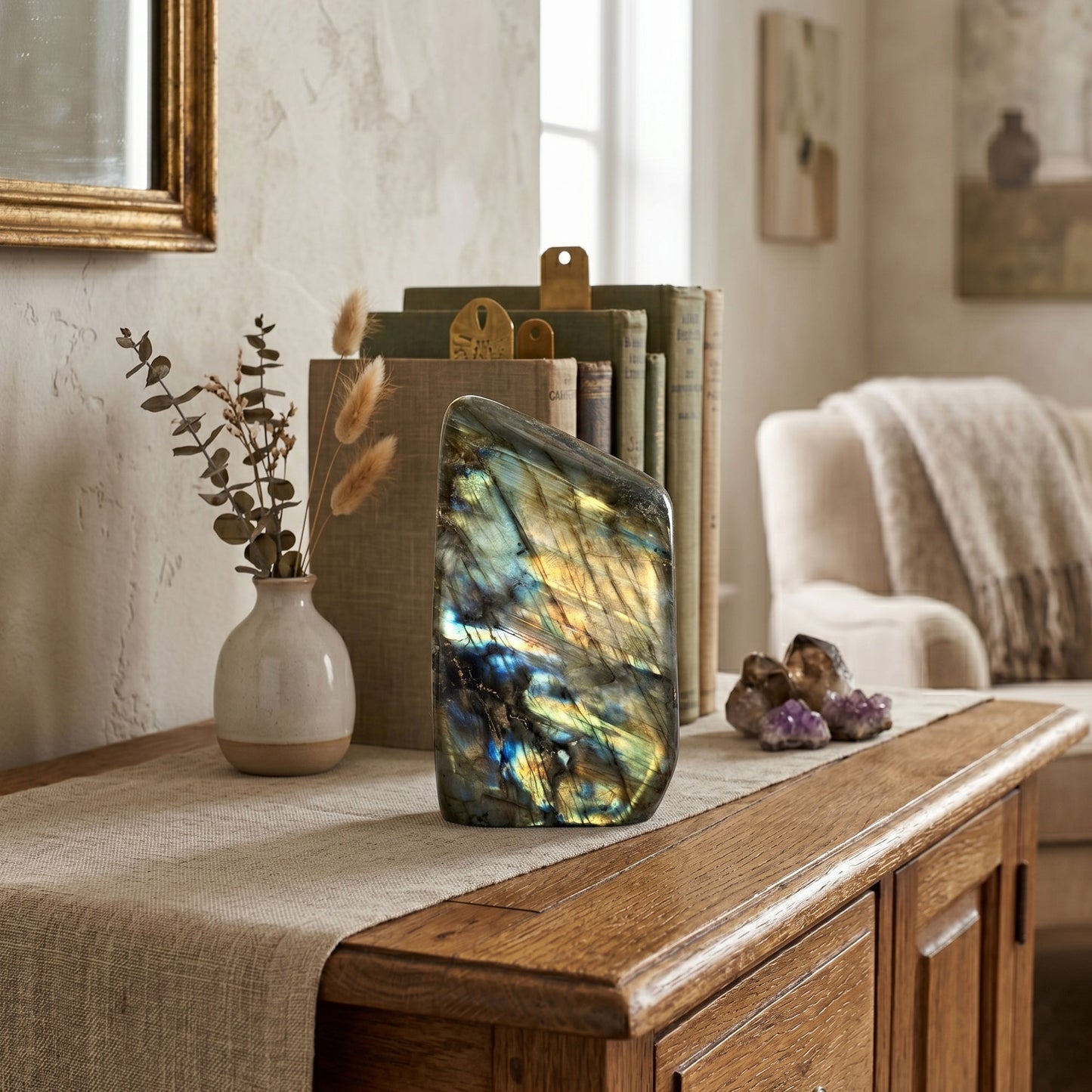 Madagascar Labradorite Freeform Crystal Specimen 3.5" Tall