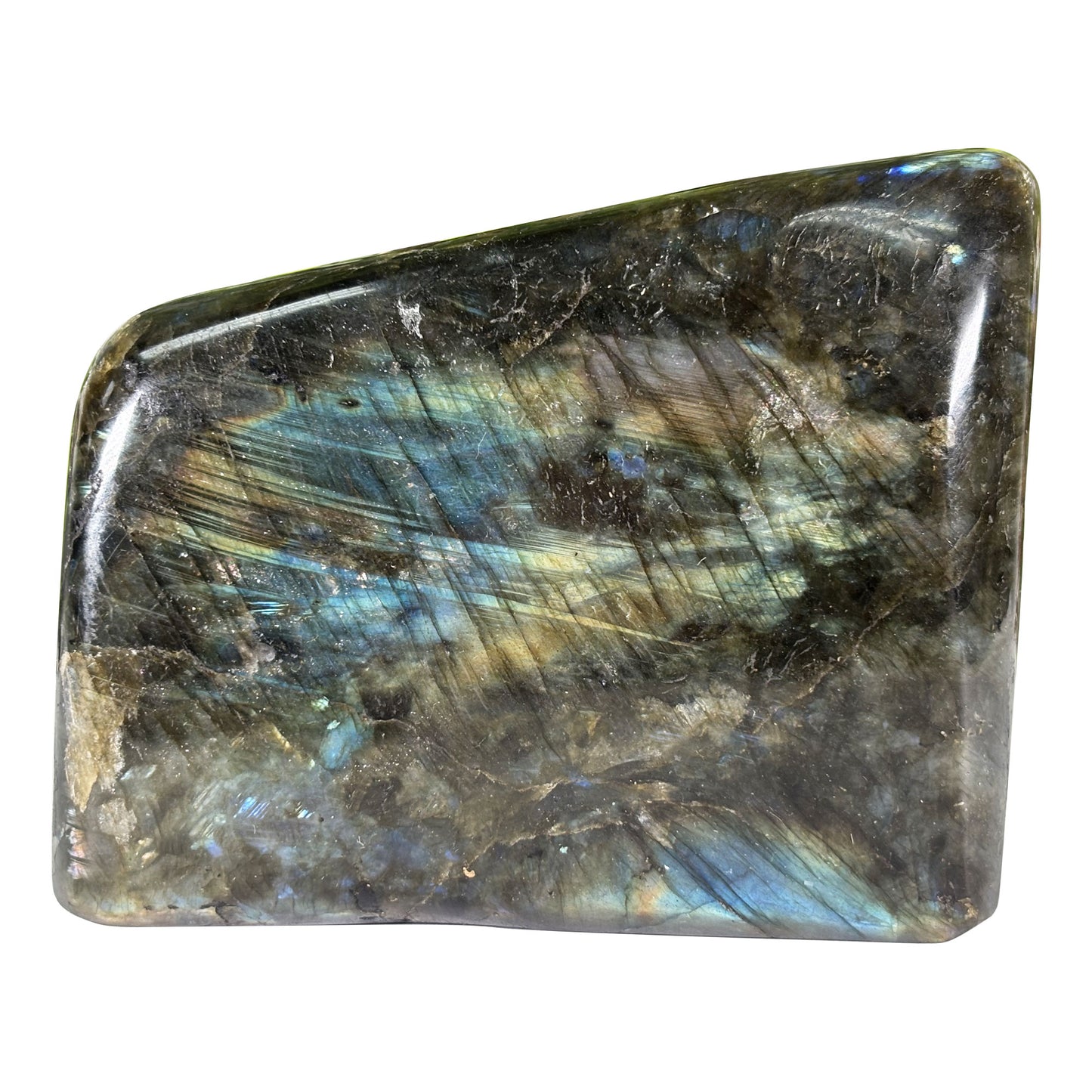 Polished Labradorite Freeform 4" Blue Gold Flash Madagascar Crystal Display Specimen