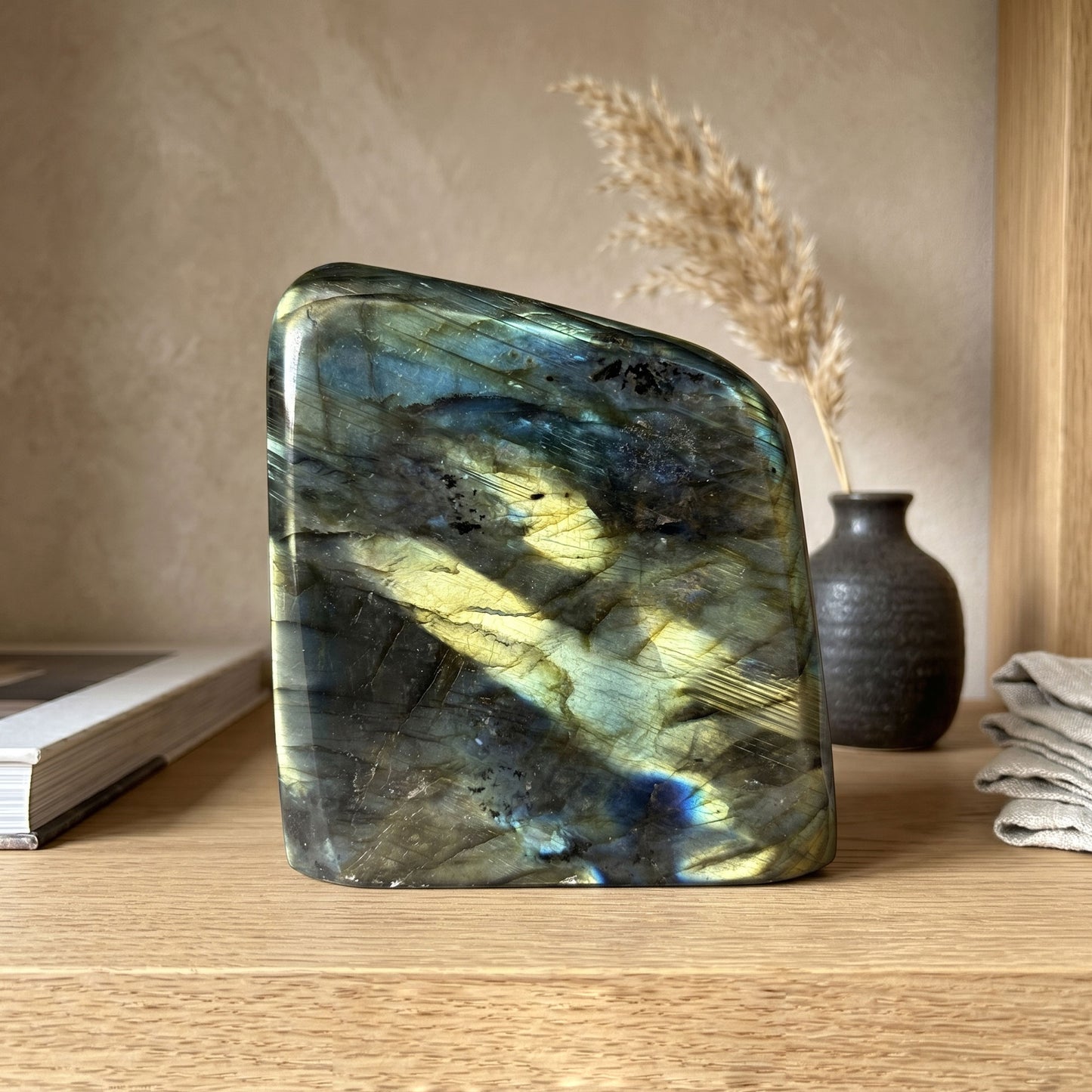 Natural Labradorite Freeform 3.25" Madagascar Blue Gold Flash Polished Crystal Display Specimen