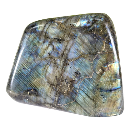 Polished Madagascar Labradorite Freeform 4.5" Large Iridescent Crystal Display Stone