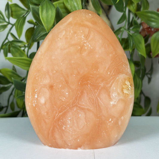 Orange Calcite Freeform Polished Crystal from Madagascar Natural Healing Decor Stone