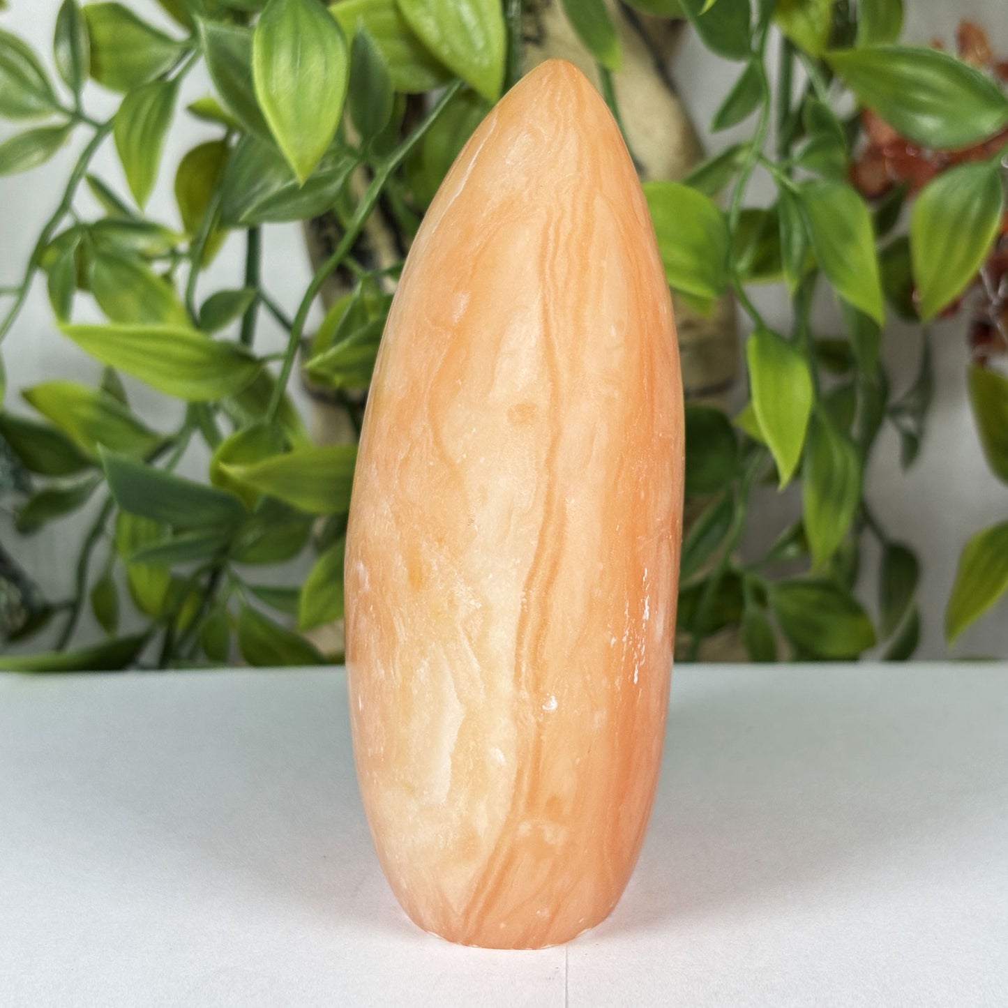 Orange Calcite Freeform Polished Crystal from Madagascar Natural Healing Decor Stone