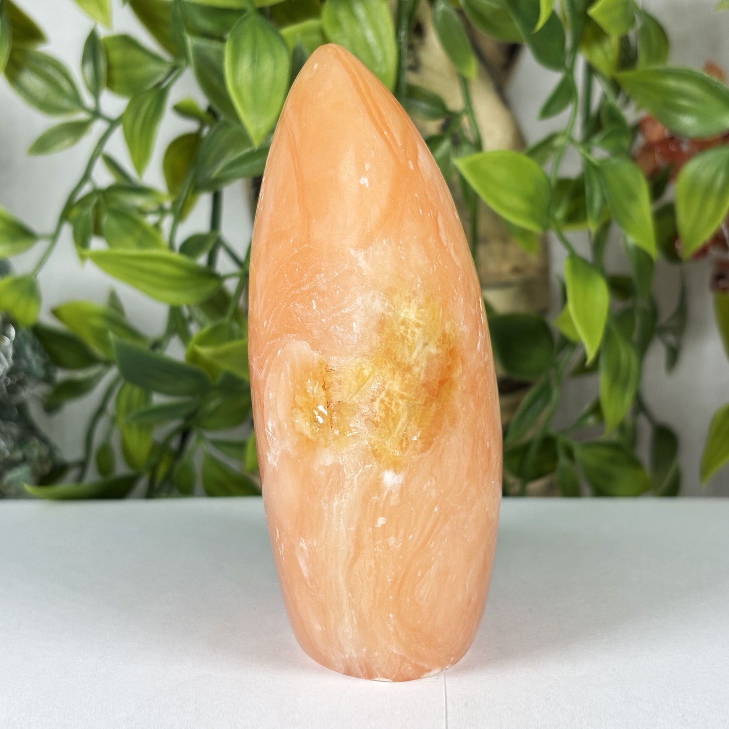 Orange Calcite Freeform Polished Crystal from Madagascar Natural Healing Decor Stone