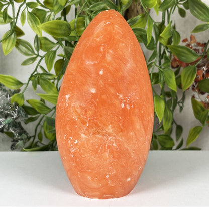 Orange Calcite Freeform Polished Crystal from Madagascar Natural Decorative Stone