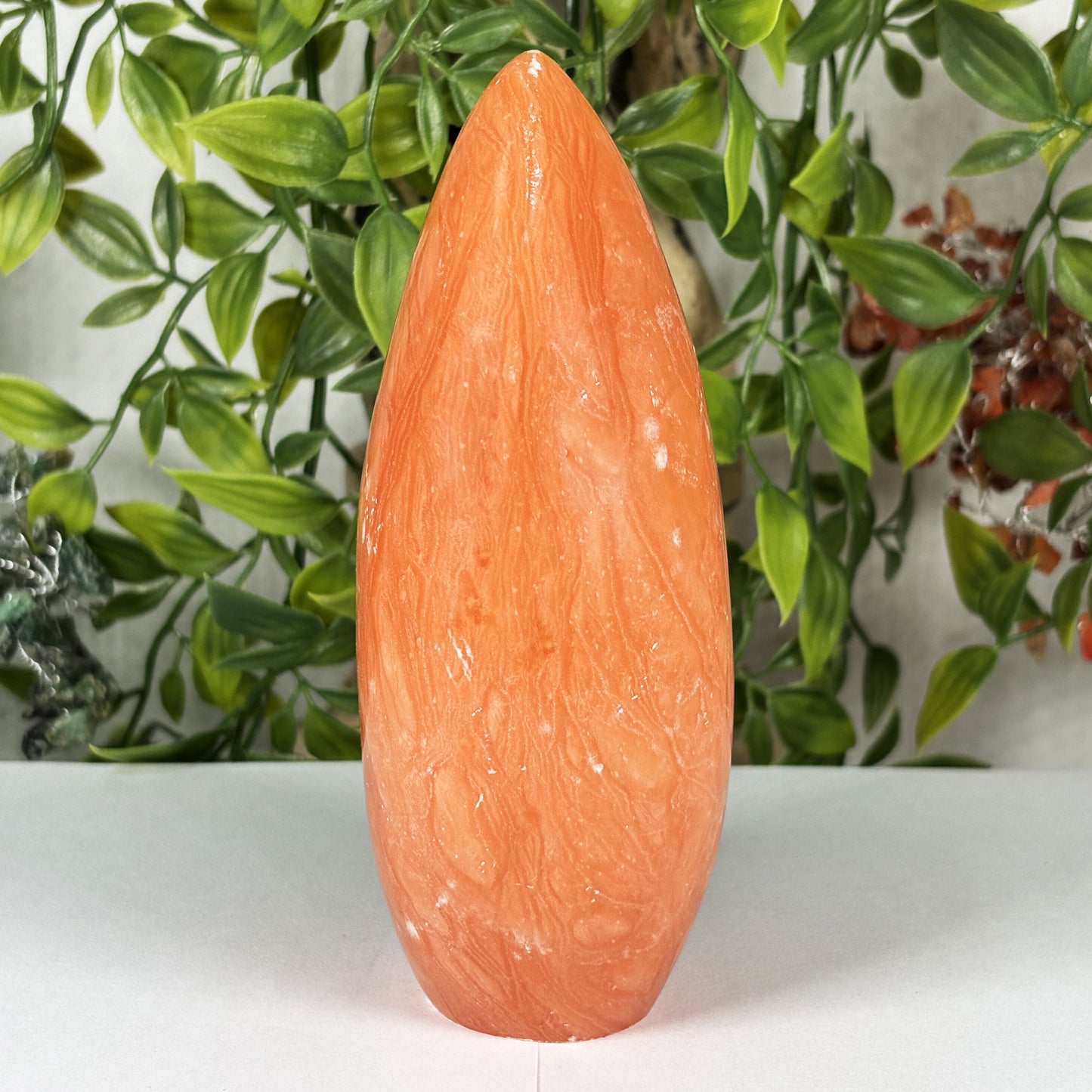 Orange Calcite Freeform Polished Crystal from Madagascar Natural Decorative Stone
