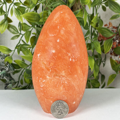 Orange Calcite Freeform Polished Crystal from Madagascar Natural Decorative Stone