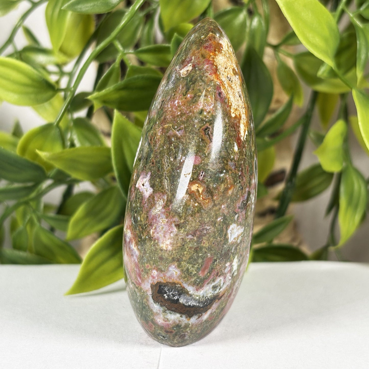 Madagascar Sea Jasper Freeform Crystal Druzy Egg Polished Healing Stone