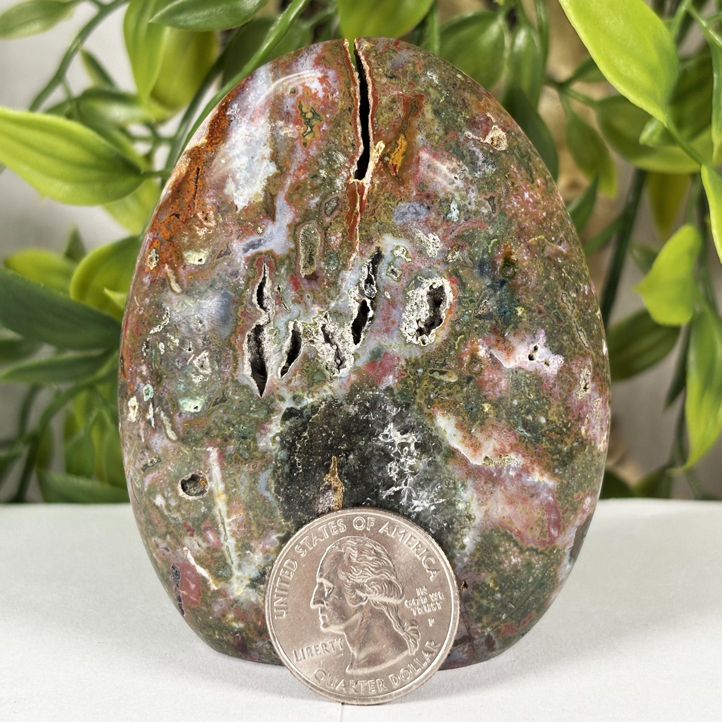 Madagascar Sea Jasper Freeform Crystal Druzy Egg Polished Healing Stone