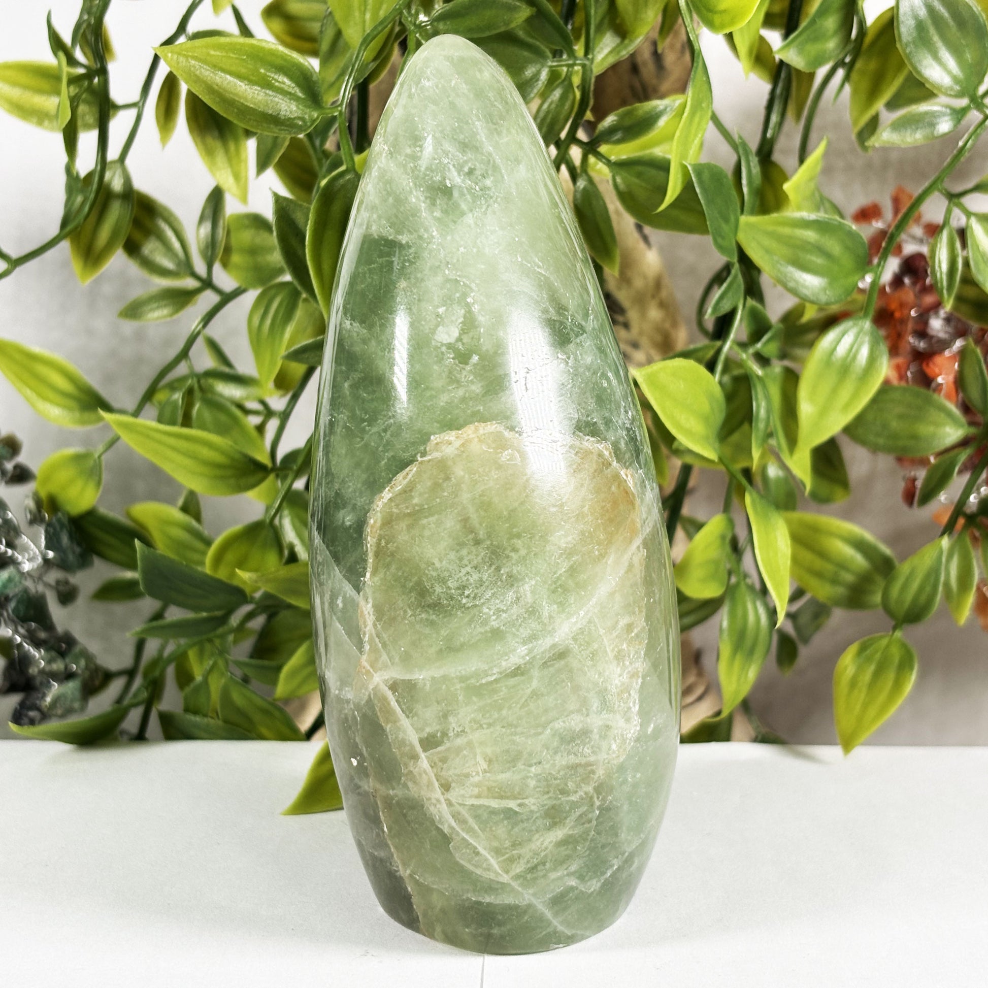Green Fluorite Crystal Gemstone Freeform  - Gem Avenue Retail