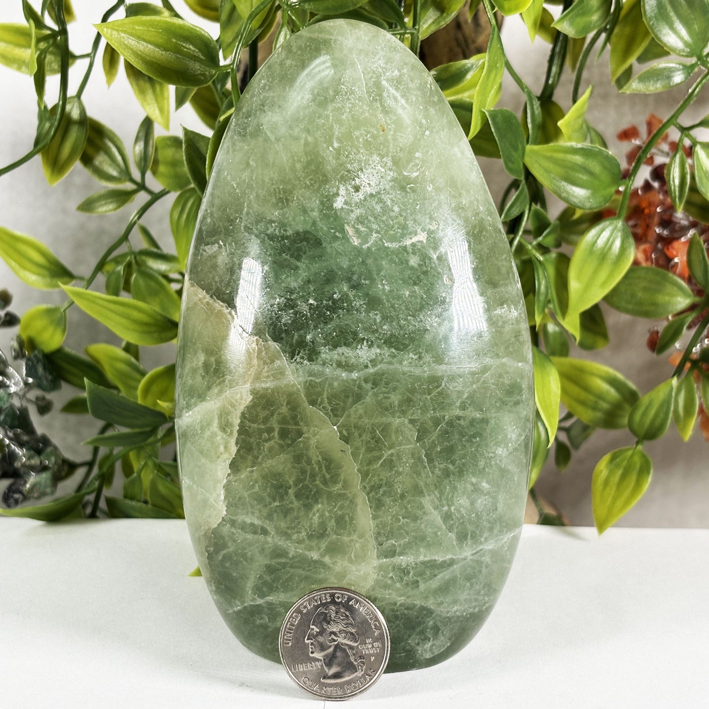Green Fluorite Crystal Gemstone Freeform  - Gem Avenue Retail