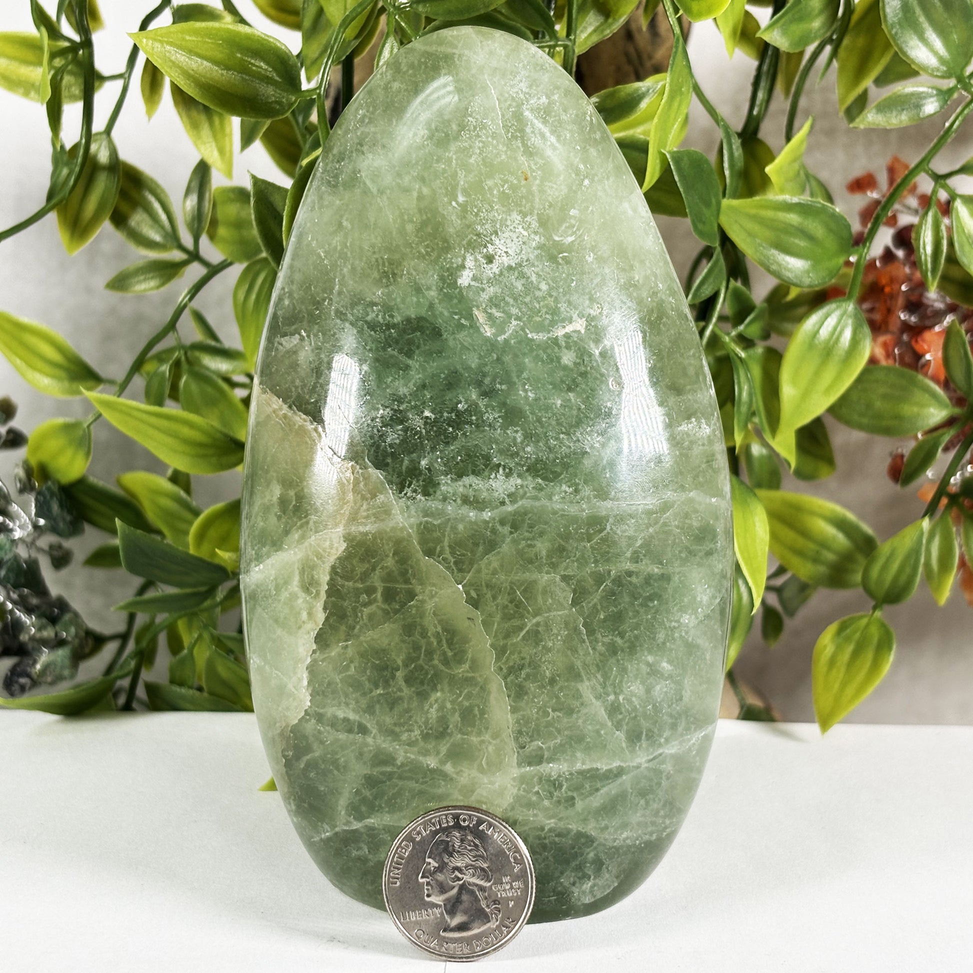 Green Fluorite Crystal Gemstone Freeform  - Gem Avenue Retail