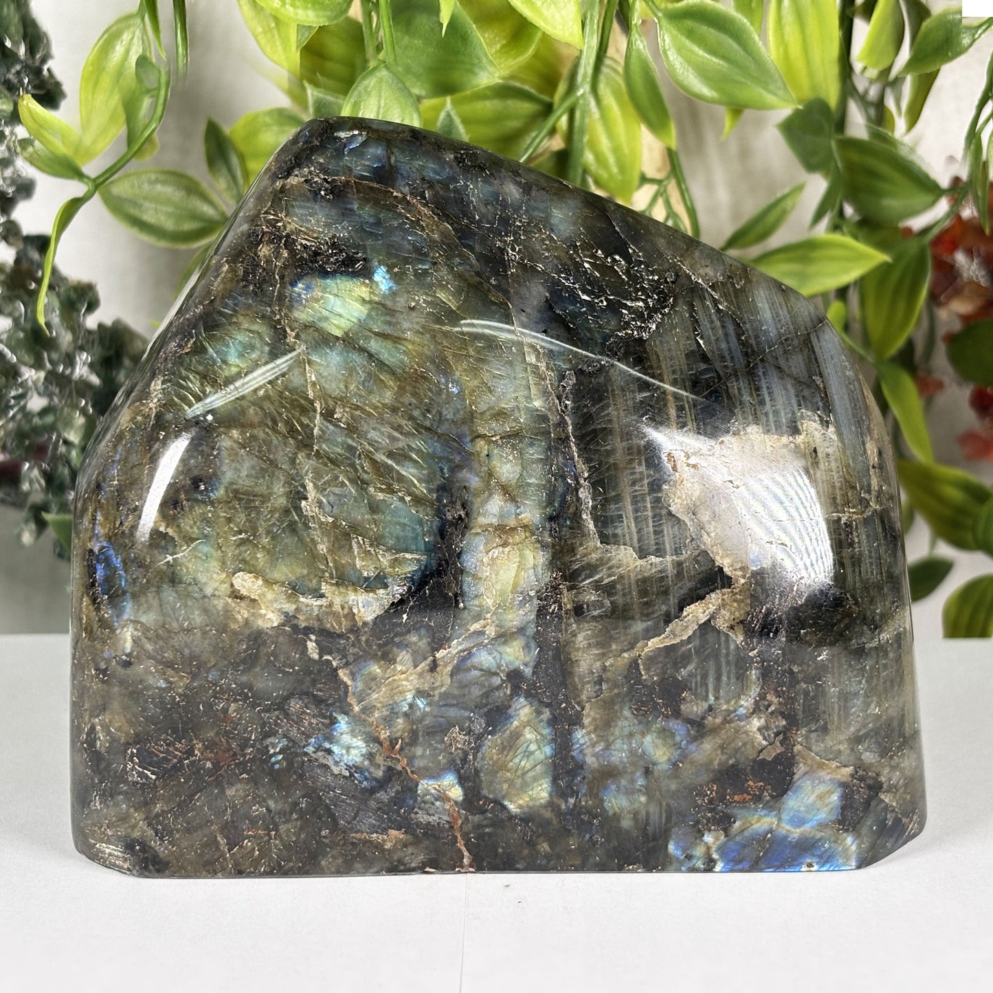 Natural Labradorite Freeform Polished Crystal Display Stone Madagascar 5.25 Inch