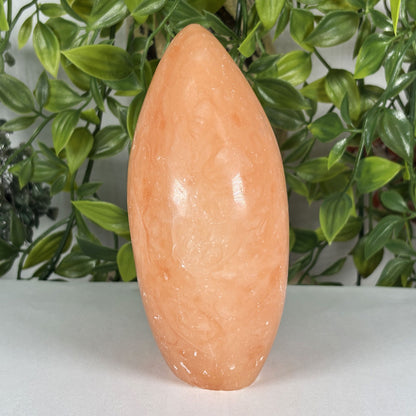 Natural Orange Calcite Freeform Crystal 5.5" Madagascar Polished Display Stone Home Decor
