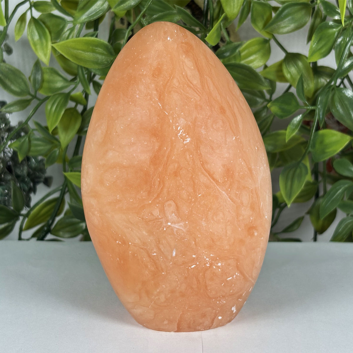 Natural Orange Calcite Freeform Crystal 5.5" Madagascar Polished Display Stone Home Decor