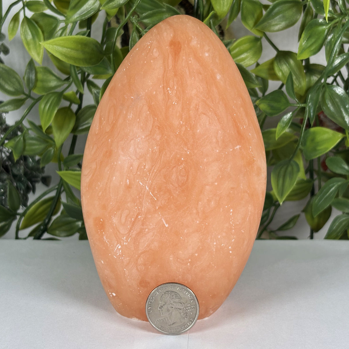 Natural Orange Calcite Freeform Crystal 5.5" Madagascar Polished Display Stone Home Decor