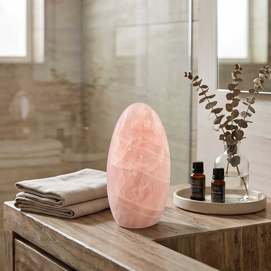 Natural Rose Quartz Freeform Polished Gemstone 6.5"