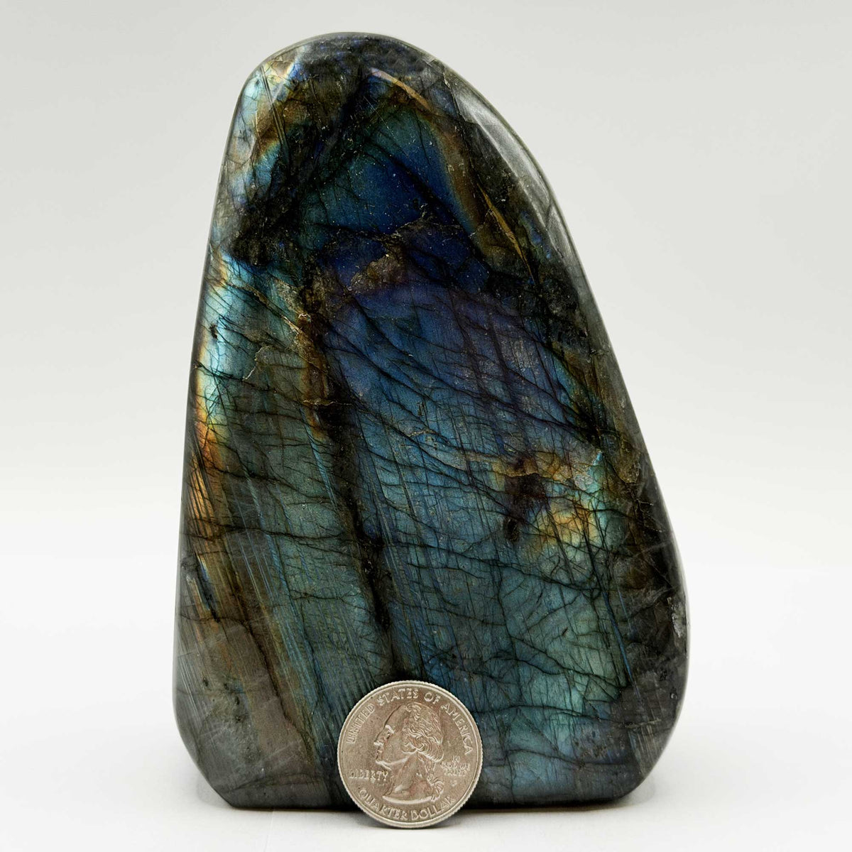 Labradorite Polished Freeform 5" Tall with Blue and Green Flash