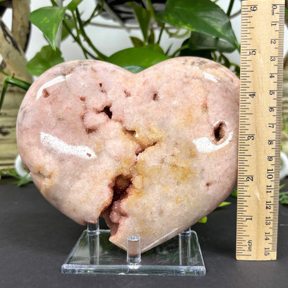Pink Amethyst Heart 6" with Druzy Pockets - RSH302