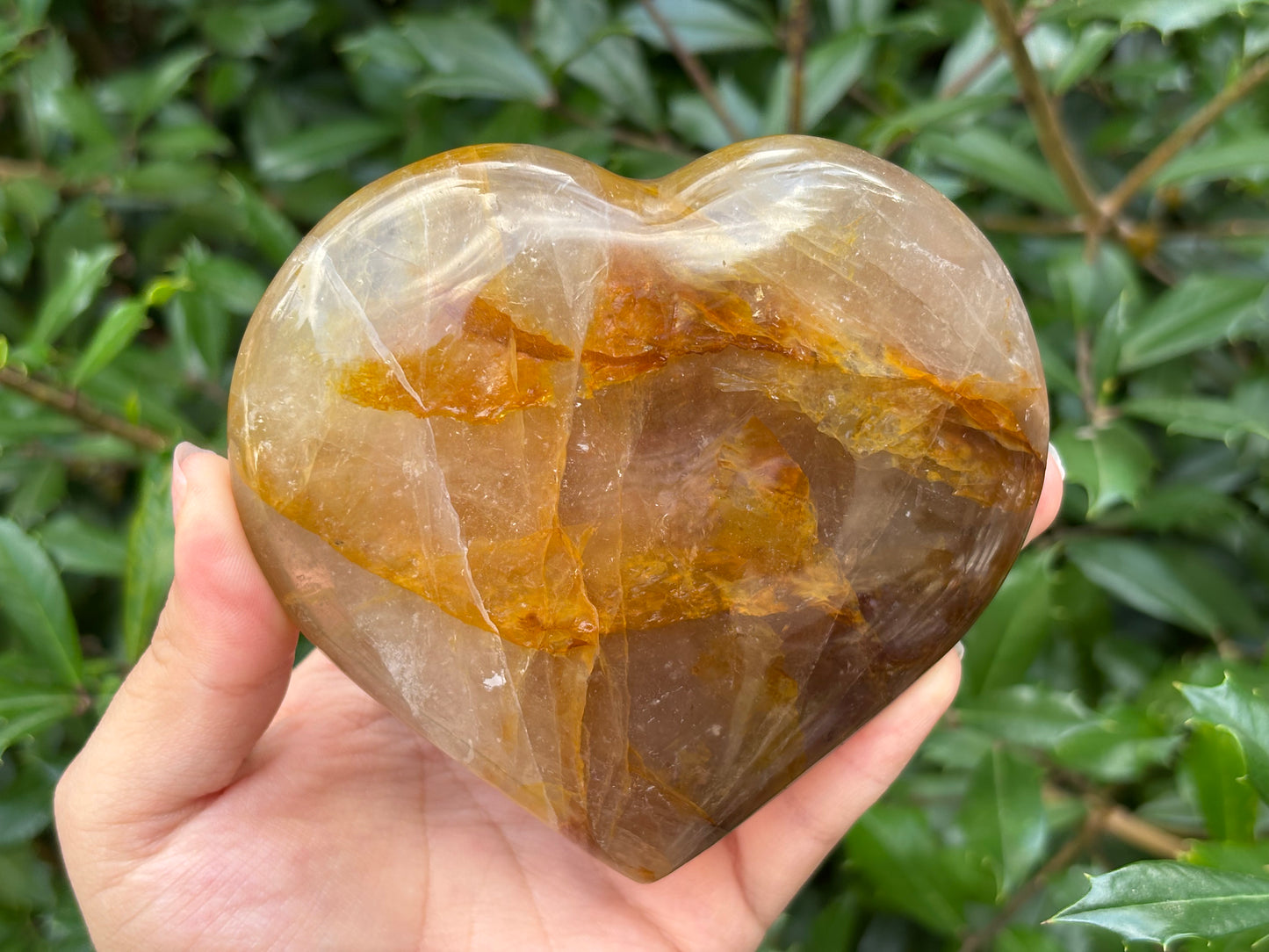Natural polished heart-shaped Golden Healer Quartz crystal, ideal for meditation, healing and beautiful decor - RSH315
