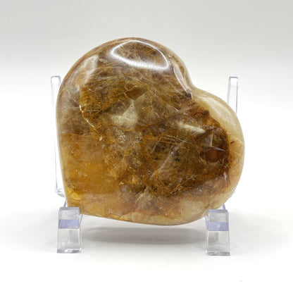 Natural polished heart-shaped Golden Healer Quartz crystal, perfect for meditation, healing and elegant decor - RSH316