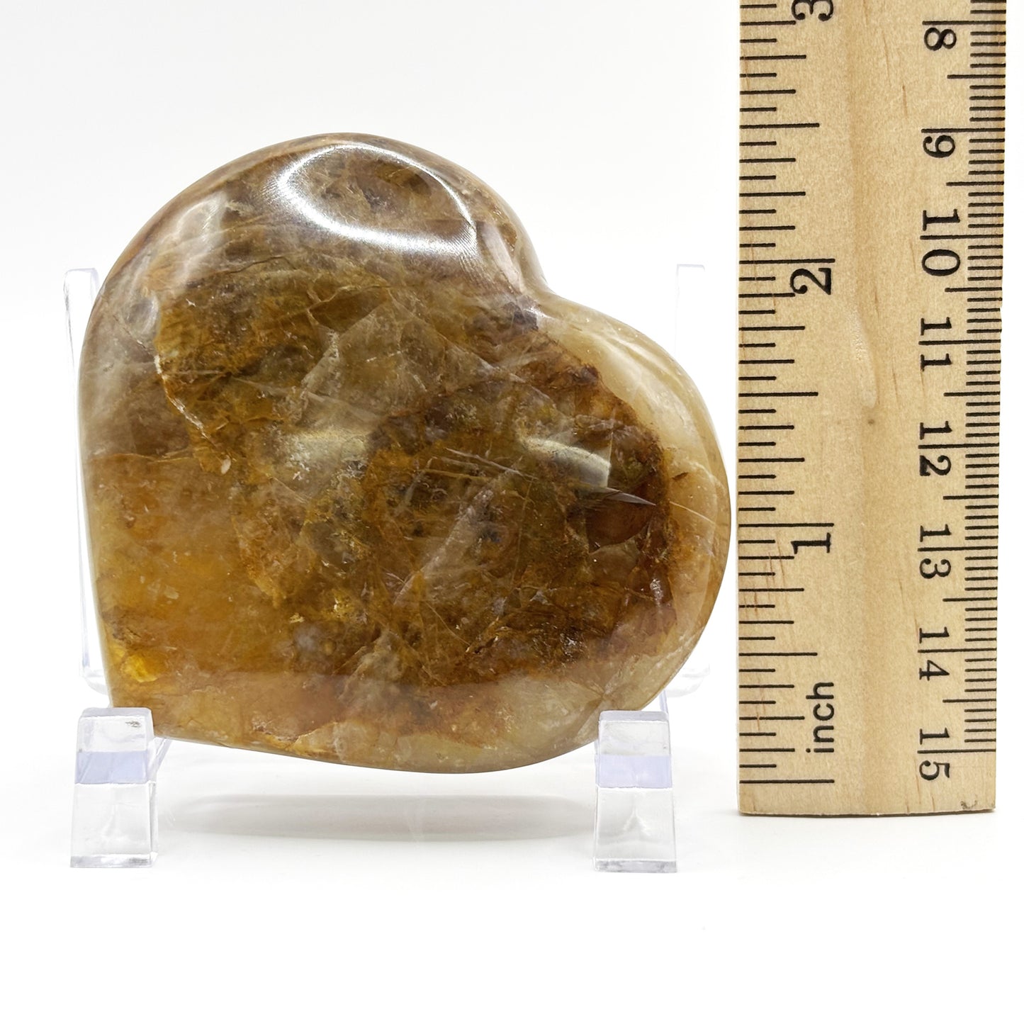 Natural polished heart-shaped Golden Healer Quartz crystal, perfect for meditation, healing and elegant decor - RSH316