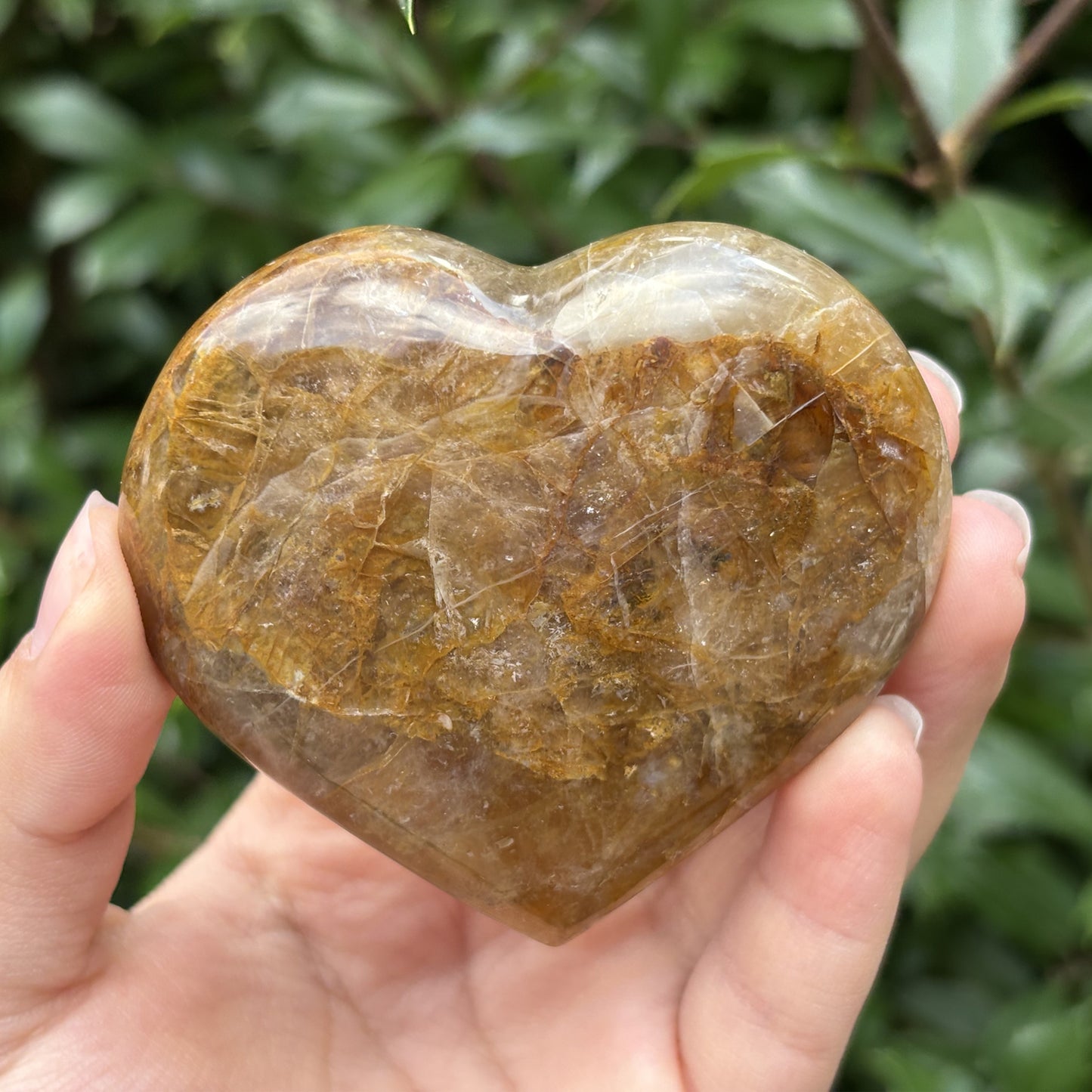 Natural polished heart-shaped Golden Healer Quartz crystal, perfect for meditation, healing and elegant decor - RSH316