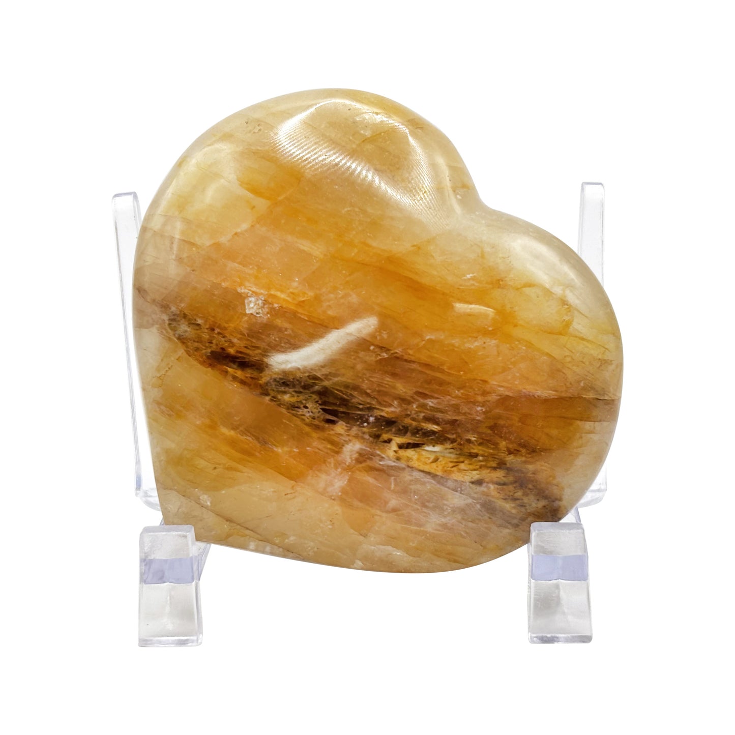 Natural Golden Healer Quartz heart-shaped polished gemstone, ideal for meditation, energy balance and decorative use - RSH317
