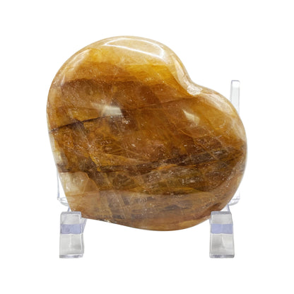 Natural polished heart-shaped Golden Healer Quartz crystal gemstone, perfect for meditation, energy healing and elegant decor - RSH318