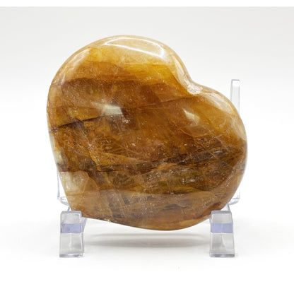 Natural polished heart-shaped Golden Healer Quartz crystal gemstone, perfect for meditation, energy healing and elegant decor - RSH318