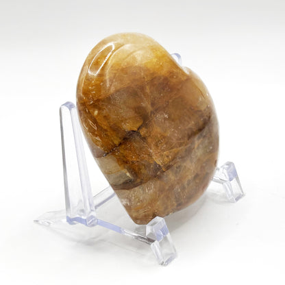 Natural polished heart-shaped Golden Healer Quartz crystal gemstone, perfect for meditation, energy healing and elegant decor - RSH318