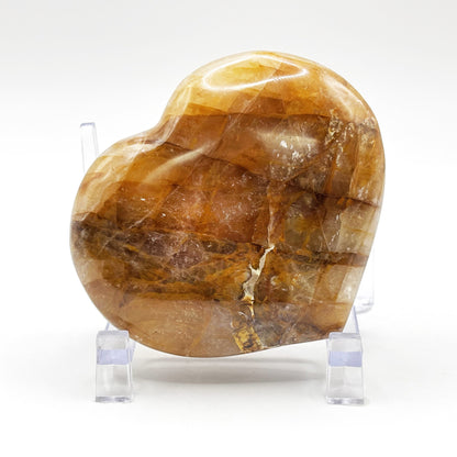 Natural polished heart-shaped Golden Healer Quartz crystal gemstone, perfect for meditation, energy healing and elegant decor - RSH318