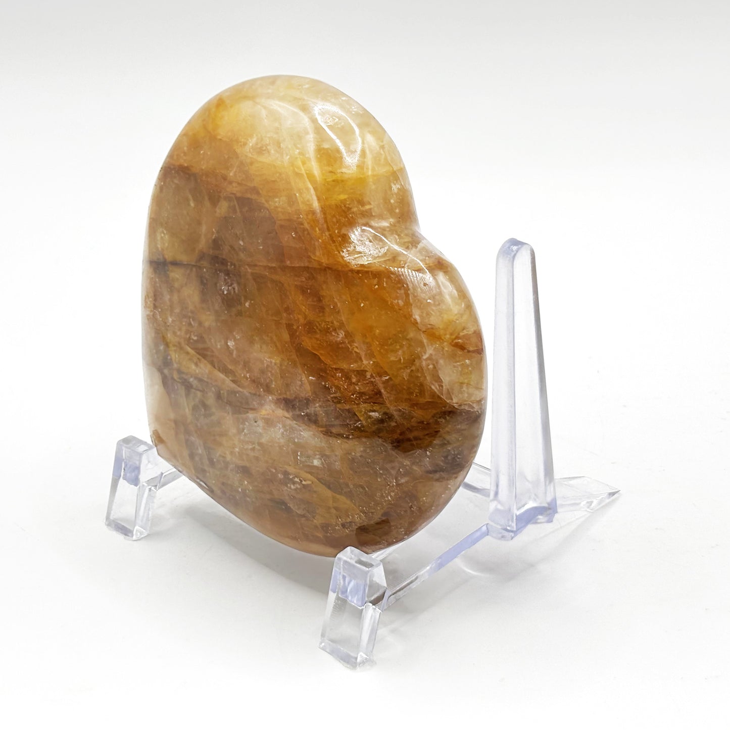 Natural polished heart-shaped Golden Healer Quartz crystal gemstone, perfect for meditation, energy healing and elegant decor - RSH318