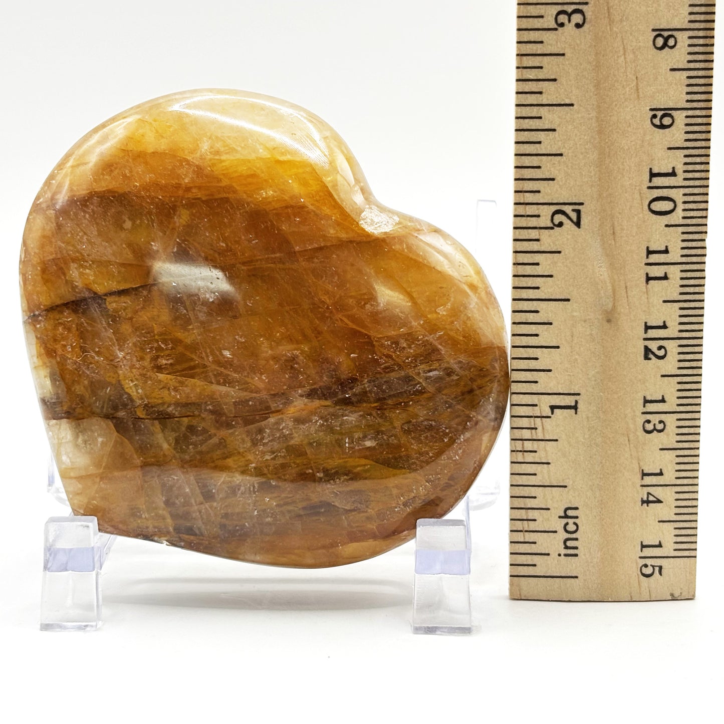 Natural polished heart-shaped Golden Healer Quartz crystal gemstone, perfect for meditation, energy healing and elegant decor - RSH318