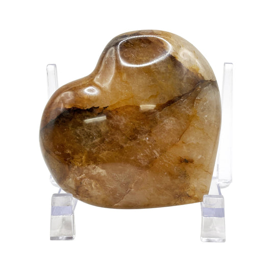 Natural polished heart-shaped Golden Healer Quartz crystal gemstone, ideal for meditation, energy healing and elegant home decor - RSH319