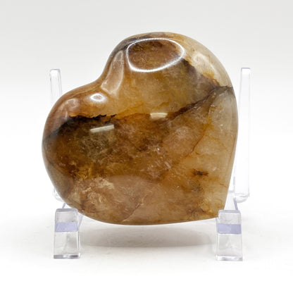 Natural polished heart-shaped Golden Healer Quartz crystal gemstone, ideal for meditation, energy healing and elegant home decor - RSH319
