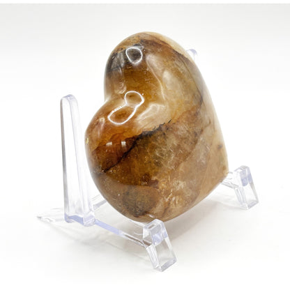 Natural polished heart-shaped Golden Healer Quartz crystal gemstone, ideal for meditation, energy healing and elegant home decor - RSH319