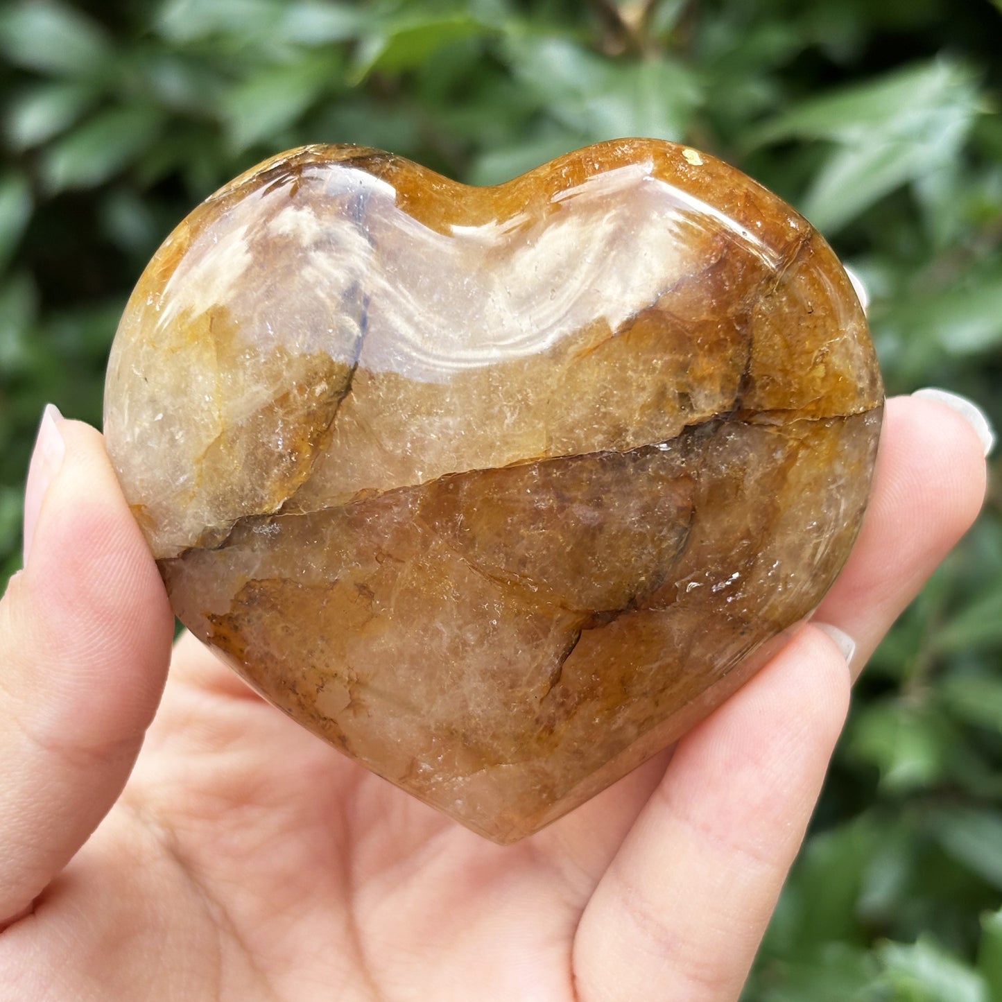 Natural polished heart-shaped Golden Healer Quartz crystal gemstone, ideal for meditation, energy healing and elegant home decor - RSH319
