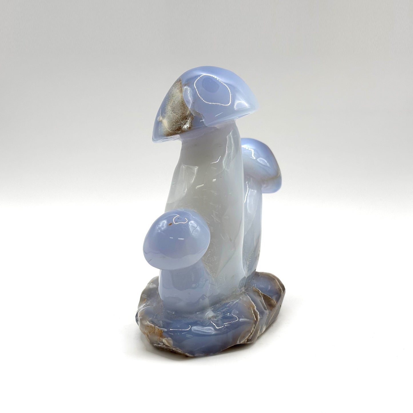 Natural Blue Chalcedony Crystal Mushroom Cluster Carving for Energy Healing, Meditation, Good Luck & Home Decor - RSH320