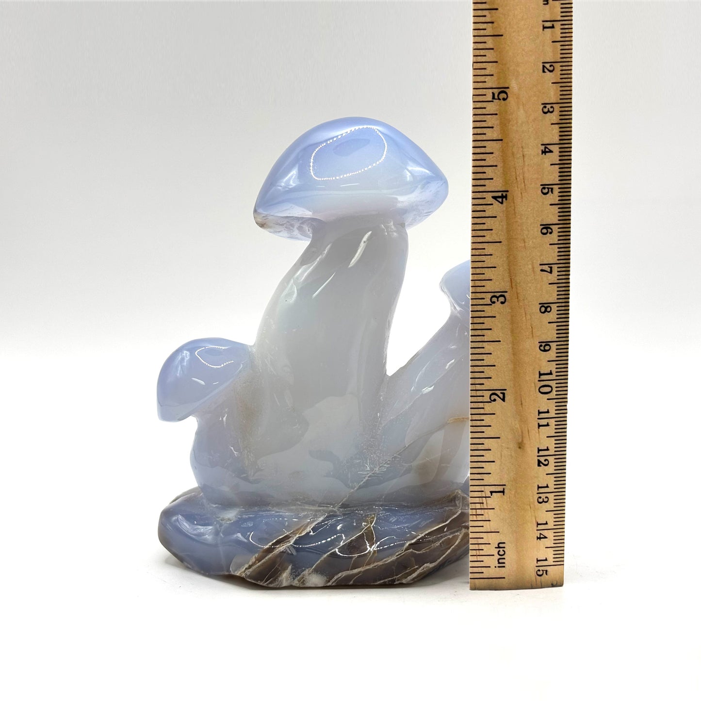 Natural Blue Chalcedony Crystal Mushroom Cluster Carving for Energy Healing, Meditation, Good Luck & Home Decor - RSH320