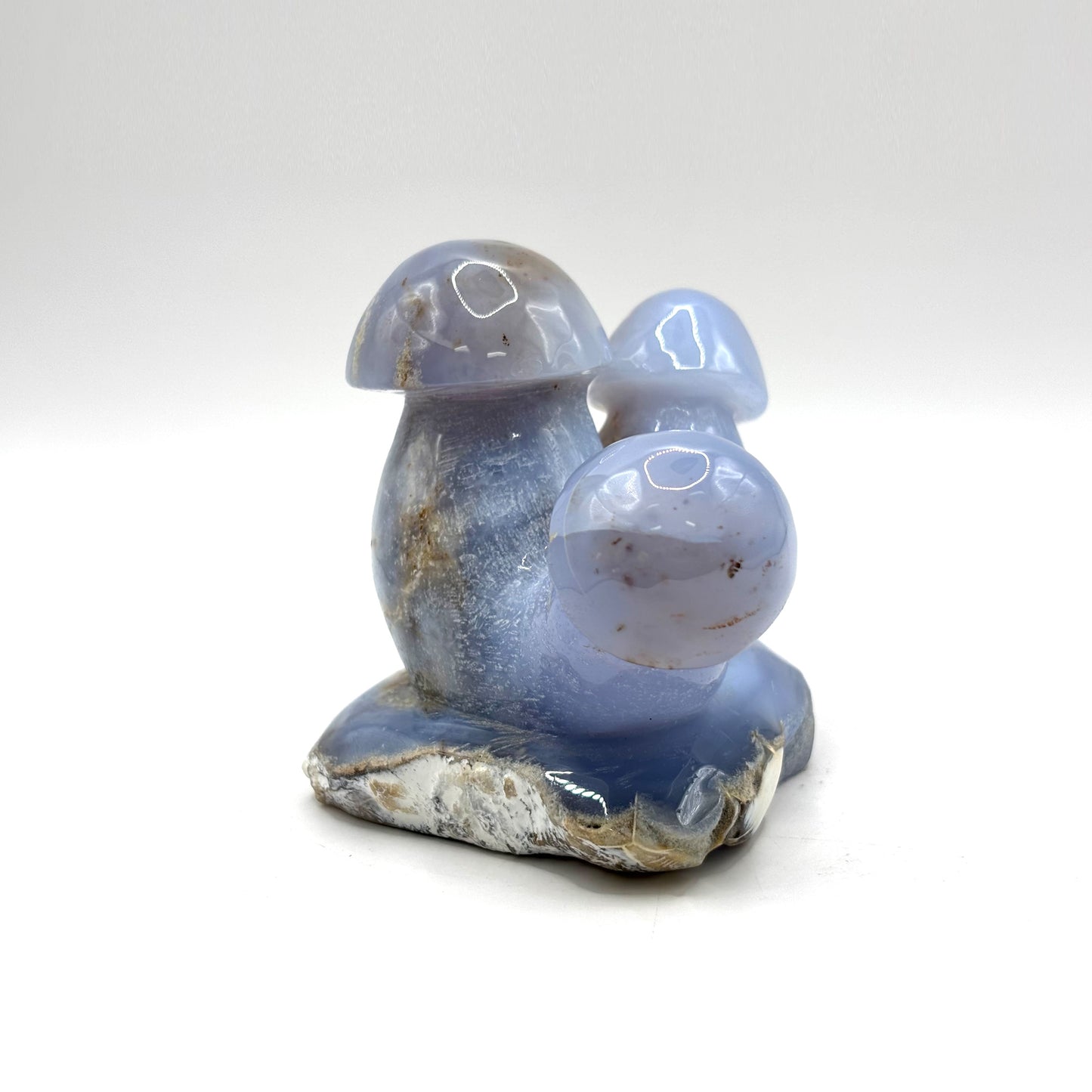 Natural Blue Chalcedony Crystal Mushroom Cluster Carving for Energy Healing, Meditation, Good Luck & Home Decor - RSH320