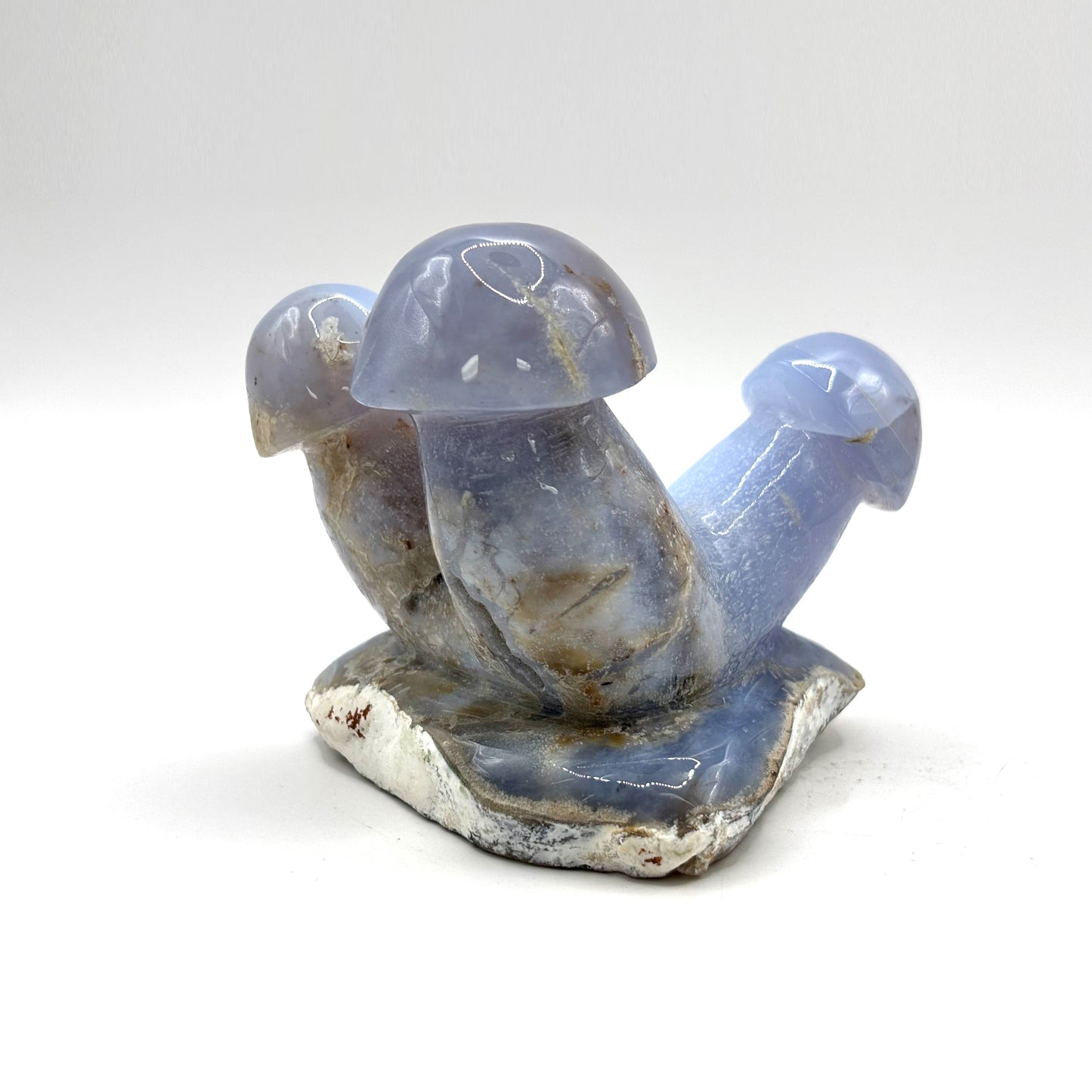 Natural Blue Chalcedony Crystal Mushroom Cluster Carving for Energy Healing, Meditation, Good Luck & Home Decor - RSH320