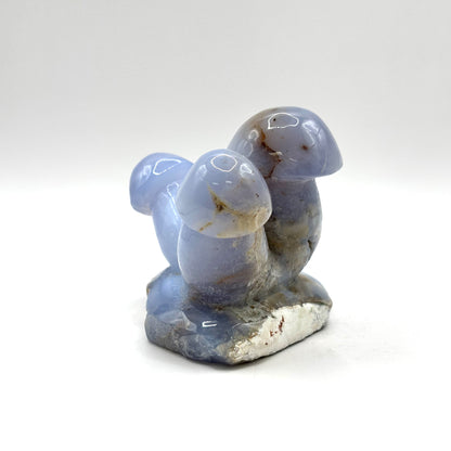 Natural Blue Chalcedony Crystal Mushroom Cluster Carving for Energy Healing, Meditation, Good Luck & Home Decor - RSH320