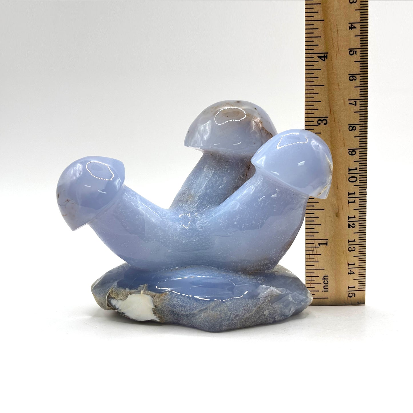 Natural Blue Chalcedony Crystal Mushroom Cluster Carving for Energy Healing, Meditation, Good Luck & Home Decor - RSH320