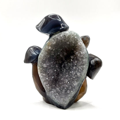 Natural Brown Agate Crystal Mushroom Cluster Carving for Energy Healing, Meditation, Good Luck & Home Decor - RSH321